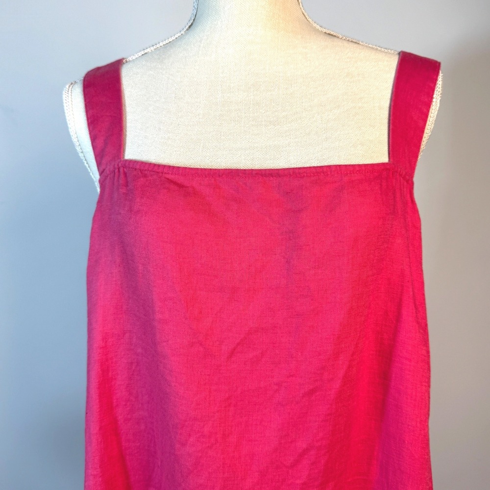 Eileen Fisher Organic Linen Square Neck Midi Dress Fuchsia Pink Womens Large - Picture 6 of 8